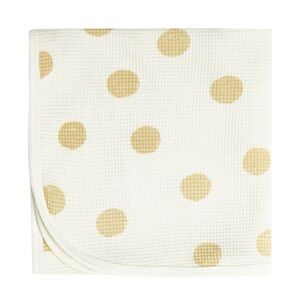 NWT Quincy Mae Organic Waffle Baby Blanket Butter Dots Ivory Yellow Neutral